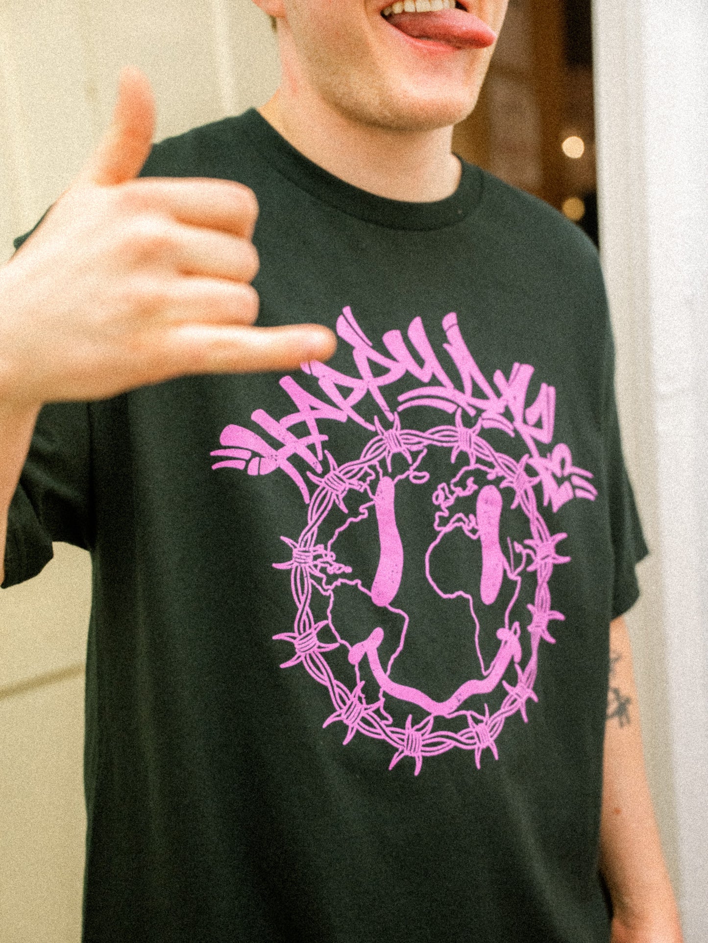 happydaze Smiley Black T-Shirt